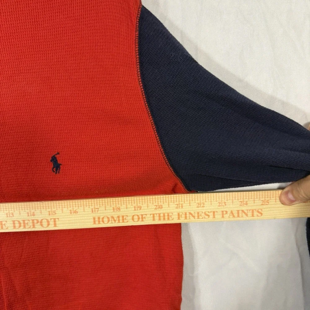 polo‎ ralph lauren Crewneck Thermal Long Sleeve Shirt Red Blue Men's TRUE Medium